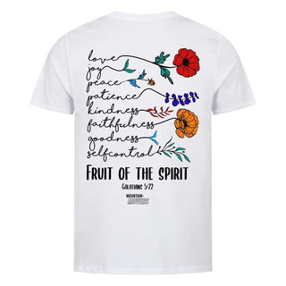 Fruit of the Spirit Flowers Shirt BackPrint Detailansicht, Mountain Movers christliche Streetwear
