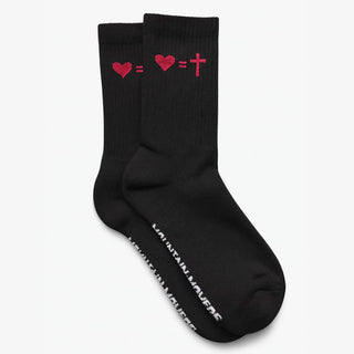 Herz gleich Kreuz Socken Variante, Mountain Movers christliches Design
