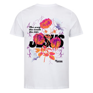 Jesus Flower Shirt Backprint Variante, Mountain Movers christliches Design