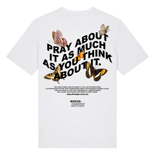 Pray About it Shirt BackPrint Detailansicht, Mountain Movers christliche Streetwear