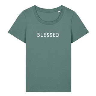 BLESSED FRAUEN SHIRT Detailansicht, Mountain Movers christliche Streetwear