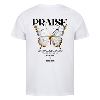 Praise the Lord Butterfly Shirt Detailansicht, Mountain Movers christliche Streetwear