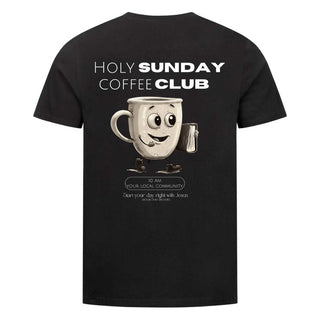 Holy Sunday Coffee Club Shirt BackPrint Variante, Mountain Movers christliches Design