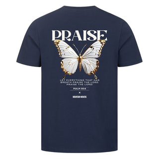 Praise the Lord Butterfly Shirt Detailansicht, Mountain Movers christliche Streetwear