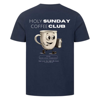Holy Sunday Coffee Club Shirt BackPrint Detailansicht, Mountain Movers christliche Streetwear