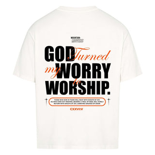 God Turned my Worry Oversize Shirt Variante, Mountain Movers christliches Design