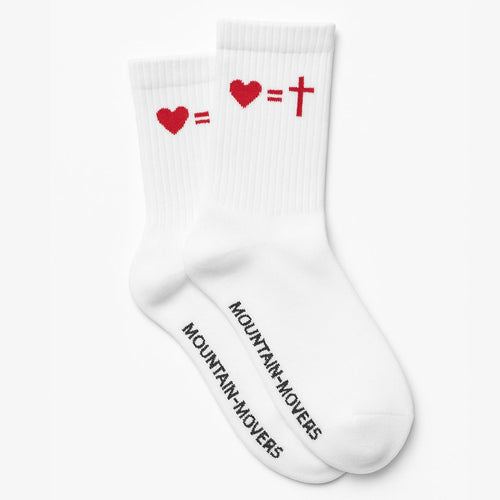 Heart equals cross socks