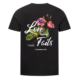 Love never fails Flower Shirt Variante, Mountain Movers christliches Design
