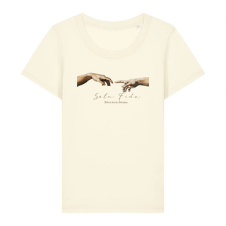 Sola Fide Frauen T-Shirt Detailansicht, Mountain Movers christliche Streetwear
