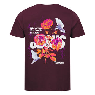 Jesus Flower Shirt Backprint Detailansicht, Mountain Movers christliche Streetwear