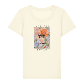 You are loved Frauen Shirt Detailansicht, Mountain Movers christliche Streetwear