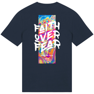 Faith over Fear Streetwear Shirt BackPrint Detailansicht, Mountain Movers christliche Streetwear