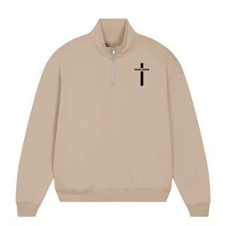 Team Jesus Half Zip Sweater Detailansicht, Mountain Movers christliche Streetwear