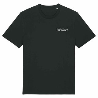He died for me (minimalistisch) Shirt Variante, Mountain Movers christliches Design