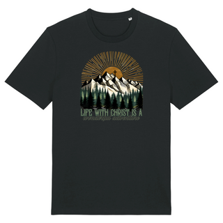 Life with Christ - Adventure Shirt Detailansicht, Mountain Movers christliche Streetwear
