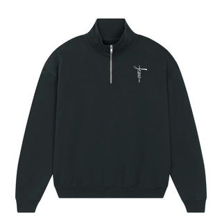 Jesus Cross Half Zip Sweater Variante, Mountain Movers christliches Design