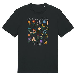 Ask me about Jesus - Little Flowers Shirt Variante, Mountain Movers christliches Design