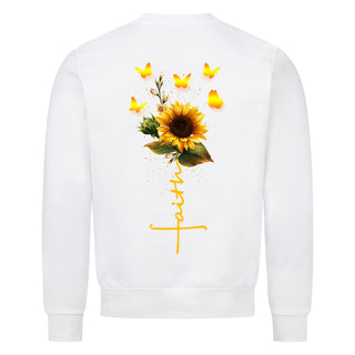 Faith Sunflower Sweatshirt Backprint Variante, Mountain Movers christliches Design