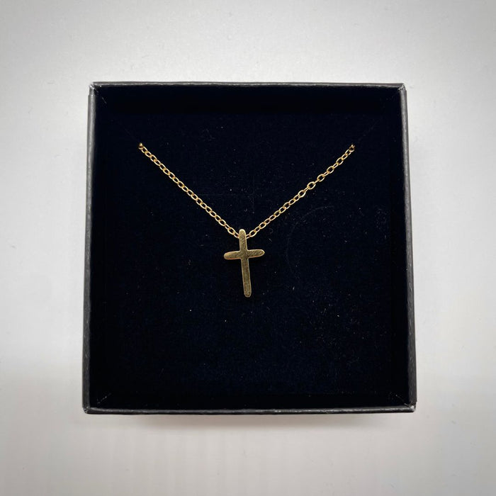Minimalistische goldene Kreuz Kette (Edelstahl)