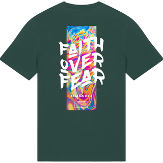 Faith over Fear Streetwear Shirt BackPrint Detailansicht, Mountain Movers christliche Streetwear