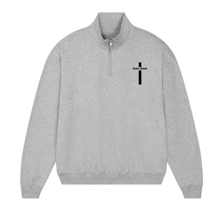 Team Jesus Half Zip Sweater Detailansicht, Mountain Movers christliche Streetwear