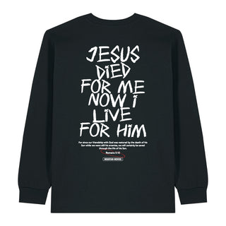 Jesus died for me Longsleeve BackPrint, christliche Streetwear von Mountain Movers