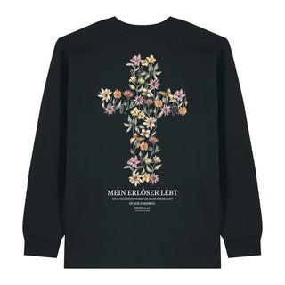 Mein Erlöser lebt Longsleeve BackPrint, christliche Streetwear von Mountain Movers