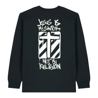 jesus is my savior Longsleeve BackPrint, christliche Streetwear von Mountain Movers