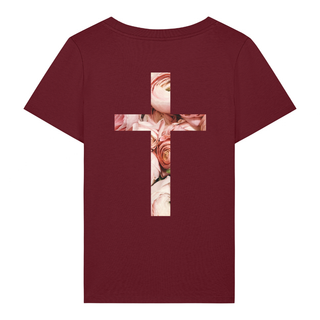 Rose Frauen T-Shirt Back Detailansicht, Mountain Movers christliche Streetwear