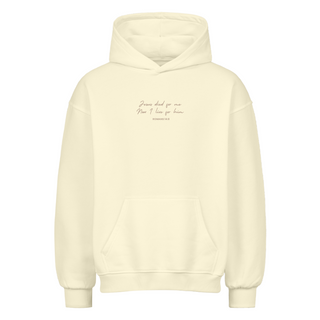 Jesus died for me Kalligrafie Oversized Hoodie Variante, Mountain Movers christliches Design