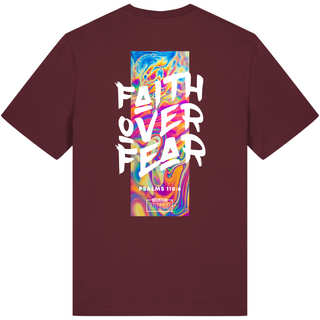 Faith over Fear Streetwear Shirt BackPrint Detailansicht, Mountain Movers christliche Streetwear
