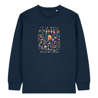 It is well (flowers) Longsleeve Variante, Mountain Movers christliches Design