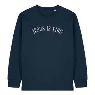 Jesus is King curved Longsleeve Variante, Mountain Movers christliches Design