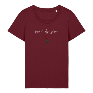 Saved by grace Rose Frauen T-Shirt, getragen