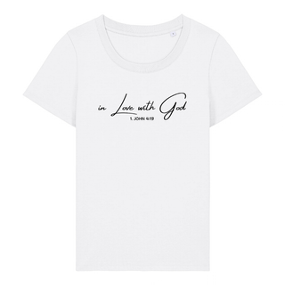 In Love with God Frauen Shirt Detailansicht, Mountain Movers christliche Streetwear