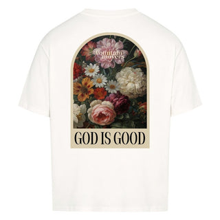 God is good Vintage Oversize Shirt Detailansicht, Mountain Movers christliche Streetwear