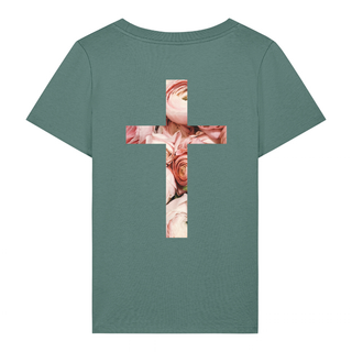 Rose Frauen T-Shirt Back Detailansicht, Mountain Movers christliche Streetwear