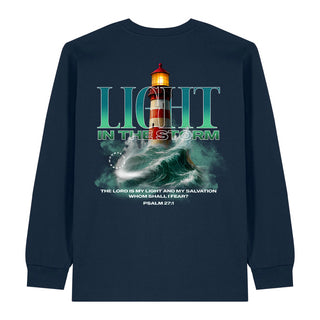 God as Our Light and Salvation Longsleeve BackPrint Variante, Mountain Movers christliches Design