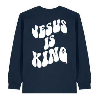 Jesus is king Schrift Longsleeve BackPrint Variante, Mountain Movers christliches Design