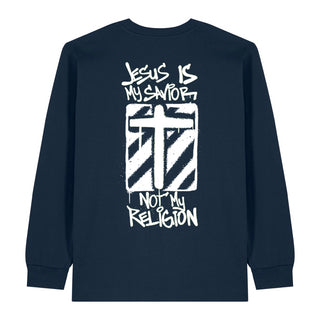 jesus is my savior Longsleeve BackPrint Variante, Mountain Movers christliches Design