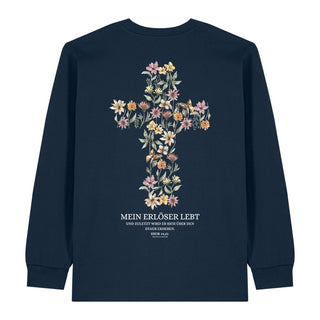 Mein Erlöser lebt Longsleeve BackPrint Variante, Mountain Movers christliches Design