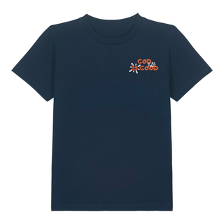 God is good at all times Kinder T-Shirt Detailansicht, Mountain Movers christliche Streetwear