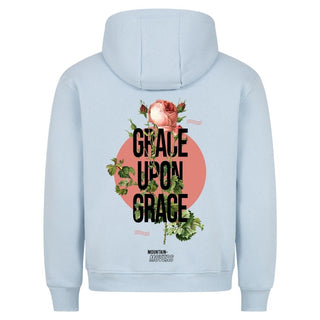 Grace upon Grace Hoodie Detailansicht, Mountain Movers christliche Streetwear
