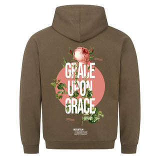 Grace upon Grace Hoodie Detailansicht, Mountain Movers christliche Streetwear