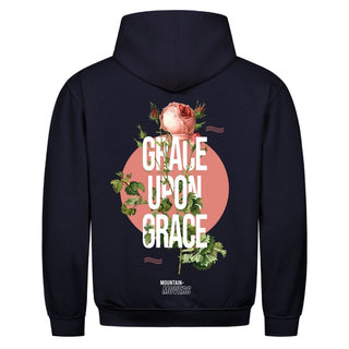 Grace upon Grace Hoodie Detailansicht, Mountain Movers christliche Streetwear