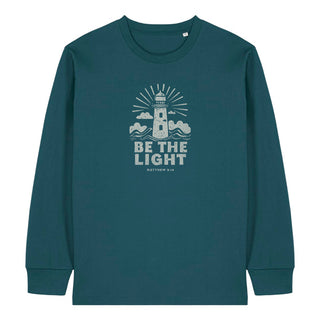 Be the light retro Longsleeve Detailansicht, Mountain Movers christliche Streetwear
