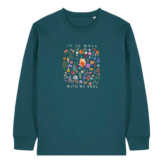 It is well (flowers) Longsleeve Detailansicht, Mountain Movers christliche Streetwear