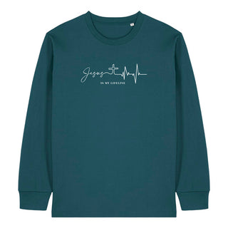 Jesus is my lifeline Longsleeve Detailansicht, Mountain Movers christliche Streetwear