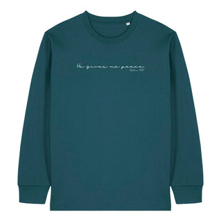 He gives peace Longsleeve Detailansicht, Mountain Movers christliche Streetwear