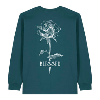 Blessed Rose Longsleeve BackPrint Detailansicht, Mountain Movers christliche Streetwear